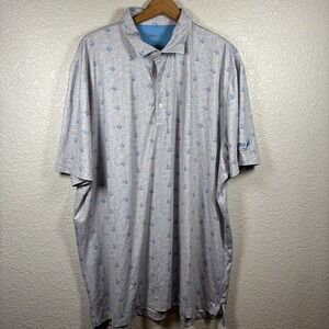 Johnnie O Polo Shirt Mens 2XL Gray Cocktail Drink Print Magnolia Creek Golf